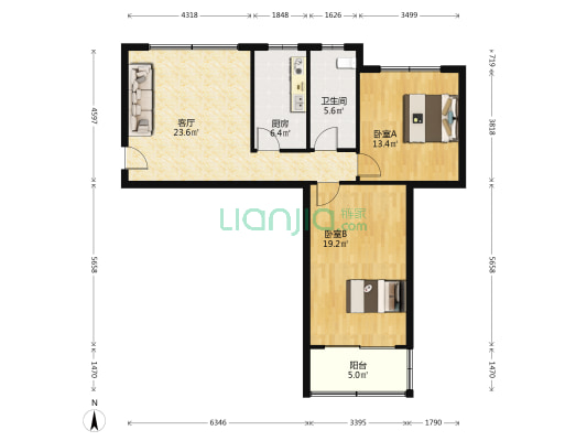 茂林财富中心 2室1厅1卫 96平方
