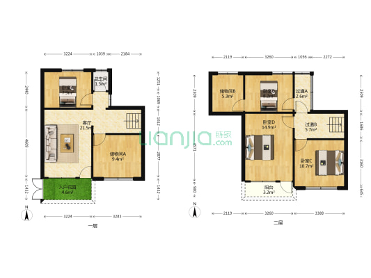 上竹径路 4室1厅1卫 96平方