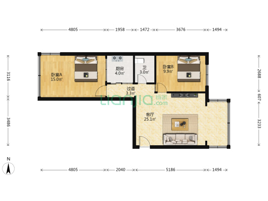 陇剧团家属院（柏道路） 2室1厅1卫 75平方