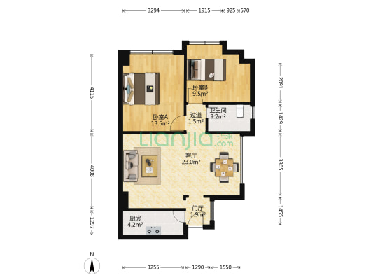 园岭新村 2室1厅1卫 77平方