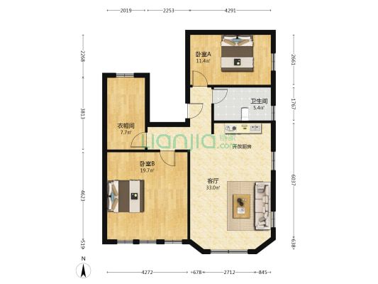 愚谷村 2室1厅1卫 111平方