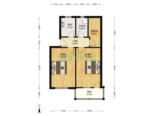 安徽省图书馆宿舍 2室0厅1卫 73平方