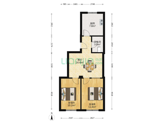西环街三段 2室1厅1卫 64平方
