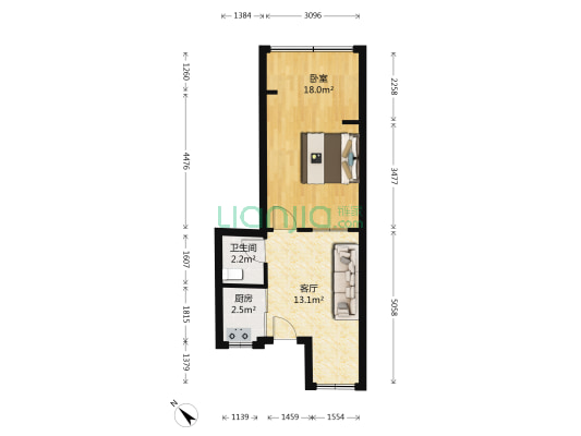 香港路179到181号 1室1厅1卫 43平方