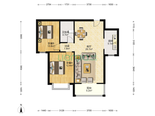 上起澜湾 2室1厅1卫 101平方