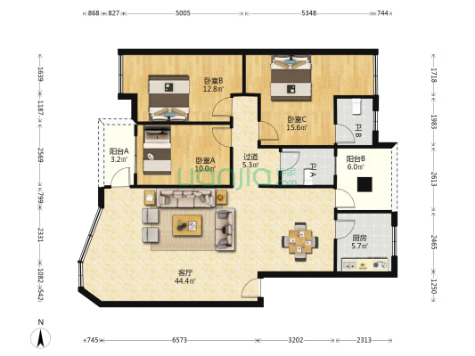 农校东区 3室1厅2卫 119平方