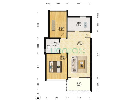金科华府 2室1厅1卫 77平方
