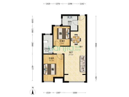 逸家公馆 2室1厅1卫 90平方