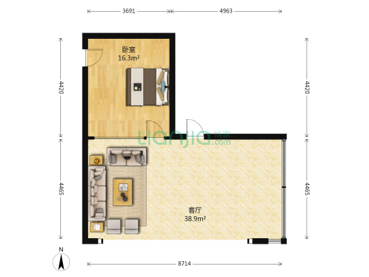 国际金融街2号 1室1厅0卫 55平方