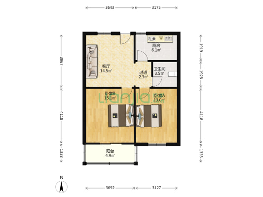 群英苑 2室1厅1卫 73平方