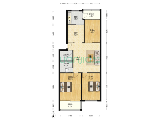 柳南一街 3室2厅2卫 115平方
