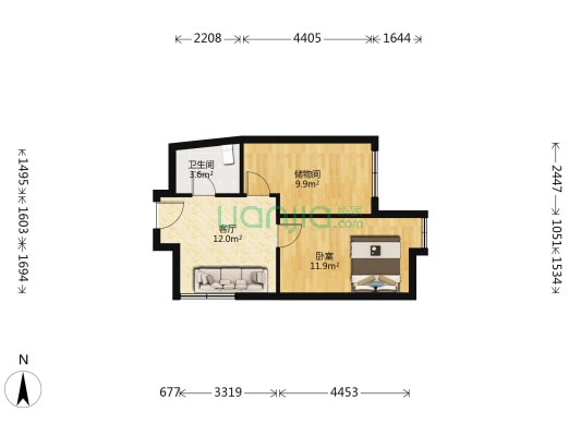 中宇国际公寓 1室1厅1卫 70平方