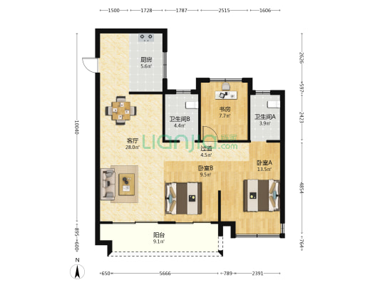 华鸿招商·君雍璟府 3室1厅2卫 113平方