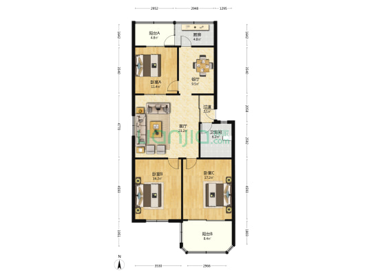 山东省计量科学研究院第三宿舍 3室2厅1卫 125平方
