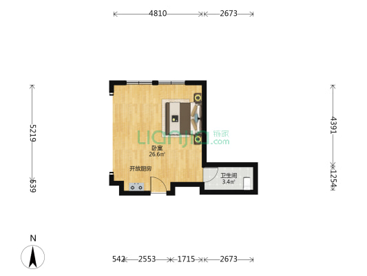 崇山银座 1室0厅1卫 51平方