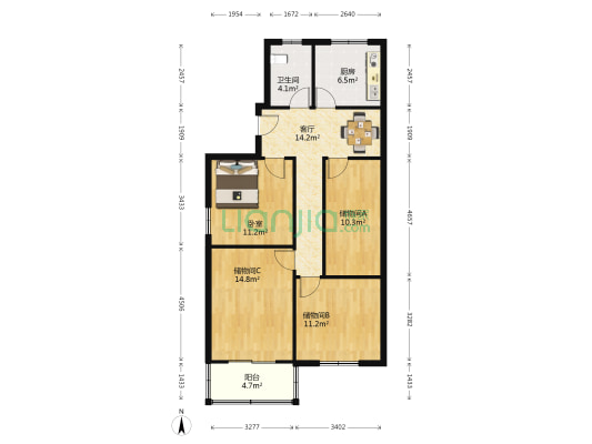 欣塘家园 1室1厅1卫 102平方