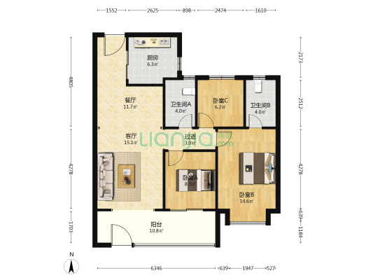 金地未来云著 3室2厅2卫 123平方