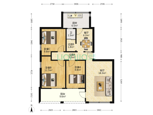 中国南海工程有限公司大院 3室2厅1卫 82平方