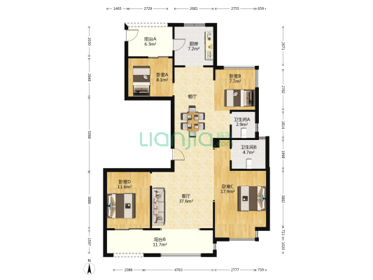 光耀府 4室1厅2卫 128平方