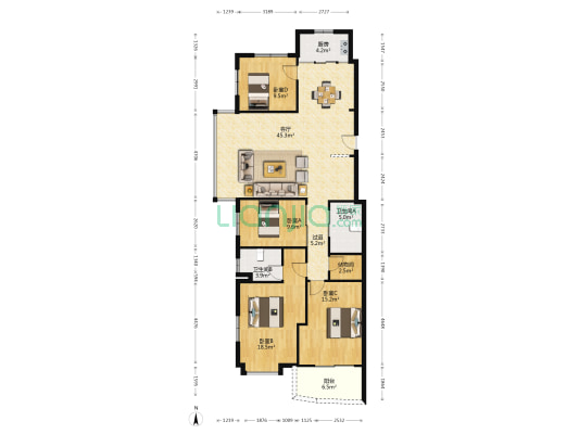 富祥大厦 4室1厅2卫 156平方