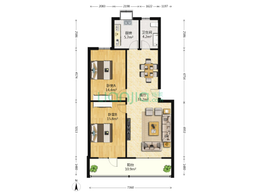胜康园 2室1厅1卫 98平方