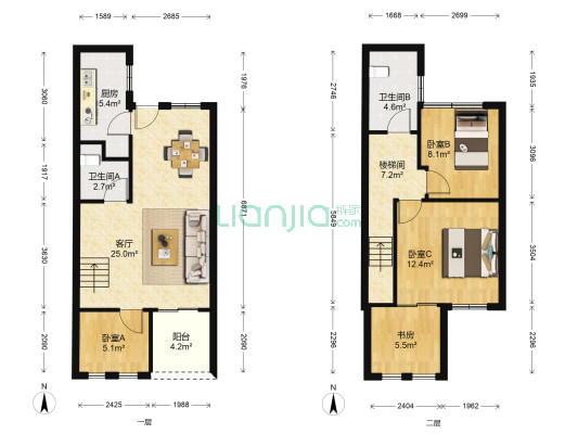 湘天贡院三 4室1厅2卫 107平方