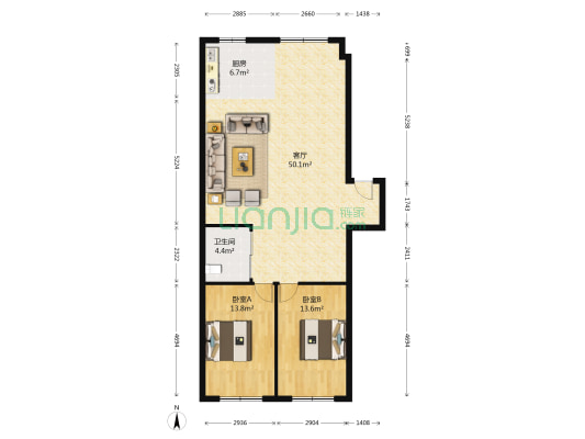 金桥社区二轻小区 2室1厅1卫 115平方
