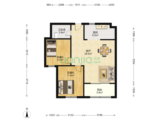 河南杨头 2室1厅1卫 87平方