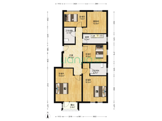 建邦华庭东区 4室0厅2卫 123平方