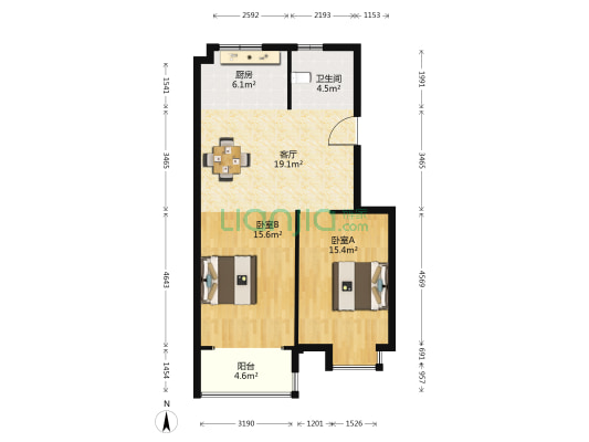 育才大厦商住楼 2室1厅1卫 94平方