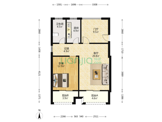 玲珑悦庭 1室1厅1卫 82平方