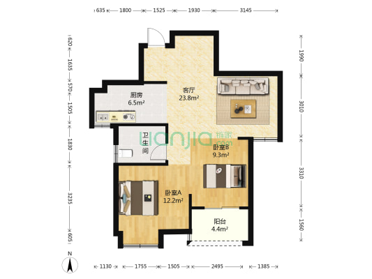 博馨苑 2室1厅1卫 81平方