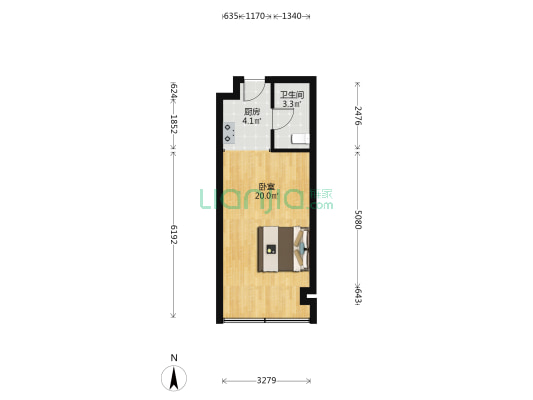 远洋广场 1室0厅1卫 39平方