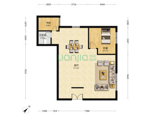 康业花园 2室1厅1卫 107平方