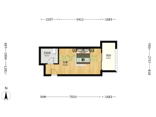 新业华庭 1室0厅1卫 40平方