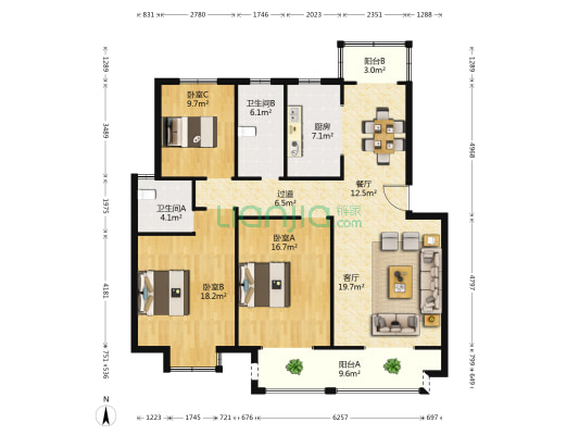 华安豪庭 3室2厅2卫 135平方
