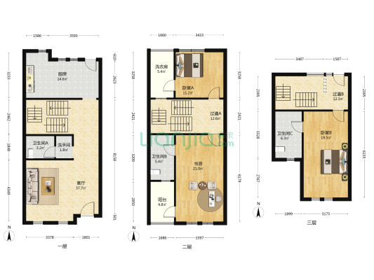 嘉隆国际广场 3室1厅4卫 168平方