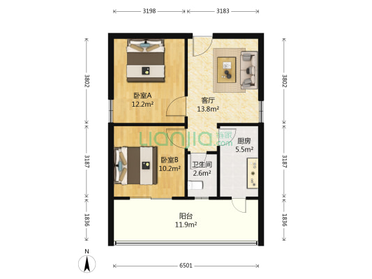 纬一路10号院 2室1厅1卫 55平方