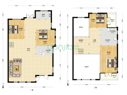 百督府 4室1厅3卫 266平方