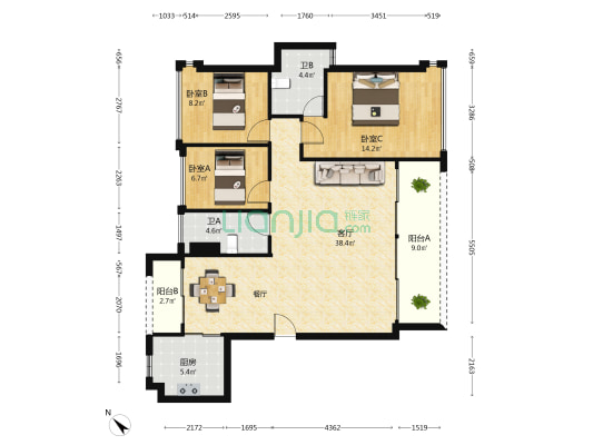 懿臻山 3室1厅2卫 119平方