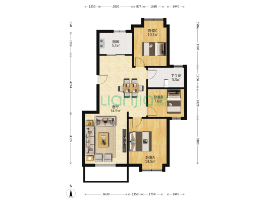 隐溪谷 3室1厅1卫 97平方