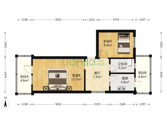 西彩小区三号院 2室1厅1卫 57平方