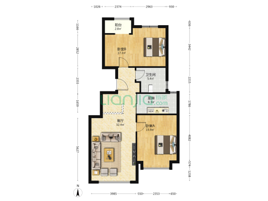 华润万橡府 2室1厅1卫 181平方