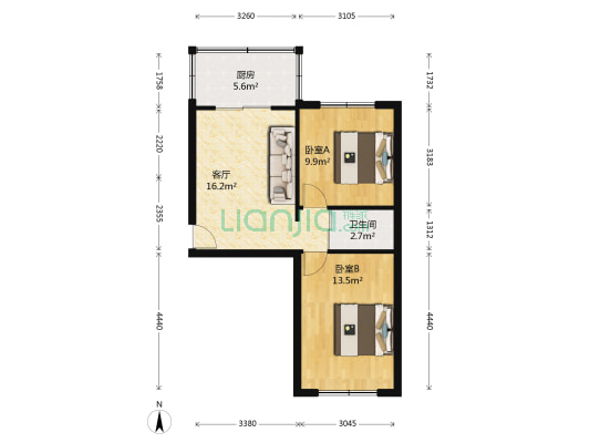 纤维街 2室1厅1卫 63平方