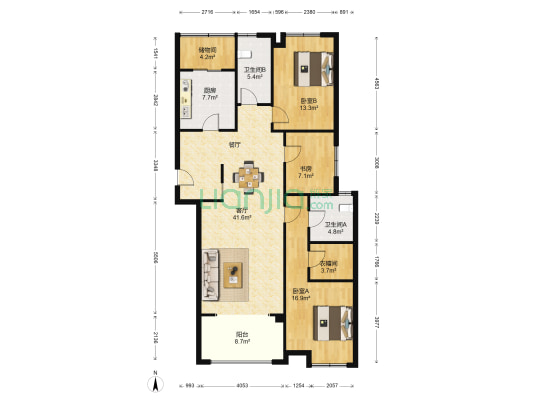 金地湖城大境天锦 3室1厅2卫 152平方
