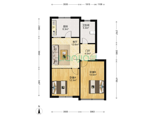 珠海一区 2室1厅1卫 69平方