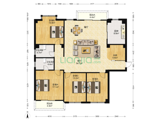 加州城 5室1厅2卫 185平方