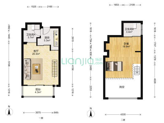 欧之韵 1室1厅2卫 46平方