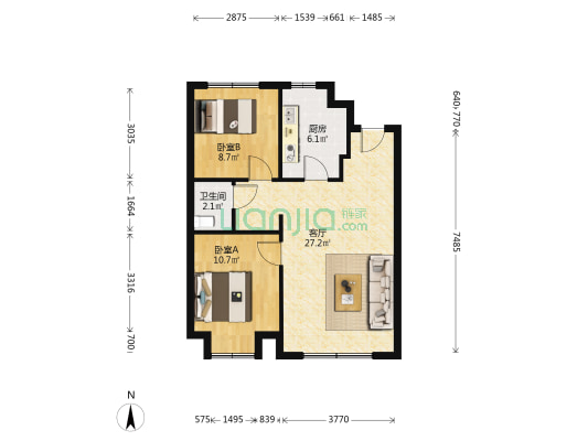 新星宇南熙府二期 2室1厅1卫 89平方