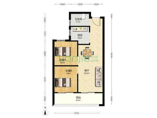 大发·建发·中南翰林九境 2室1厅1卫 78平方